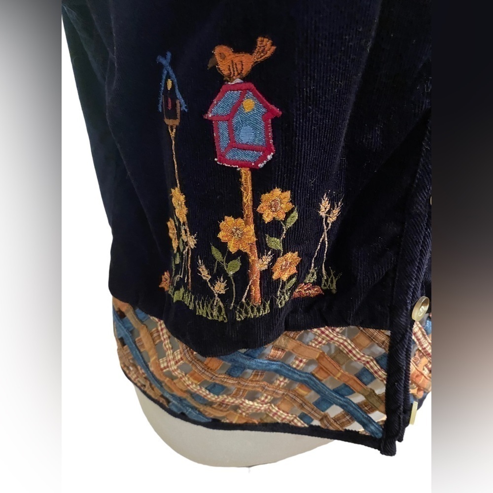 Casey & Max Navy Corduroy Front with Embroidered Fall / Autumn/ Scarecrow Boho - Picture 8 of 13